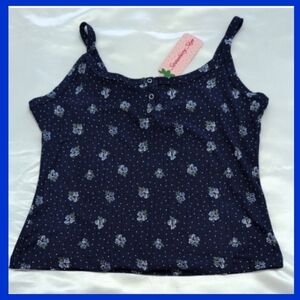 Camisole Navy Blue Floral Print Extra Large Spring Tops Summer Festival XL